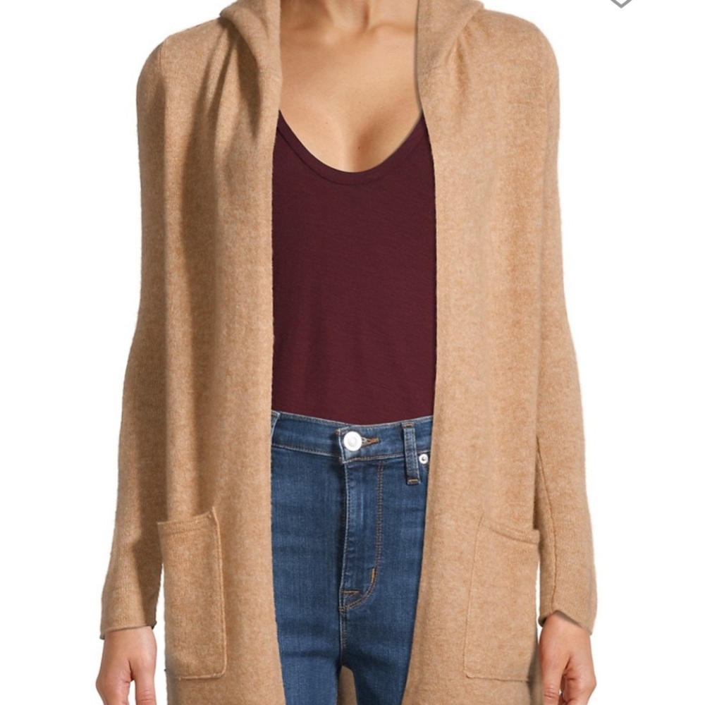 Saks Fifth Avenue Cashmere Hooded Cardigan-Classic Camel no tags-worn once